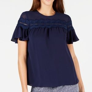 NWT🏷 MICHAEL KORS Short Sleeve Navy Blouse❤️